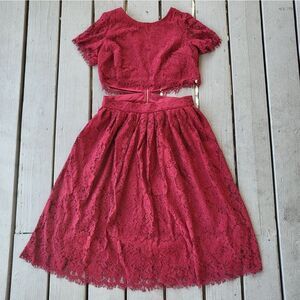 True Decadence Petite 2 In 1 Allover Lace Full Prom Skater Midi Dress Size‎ 8US